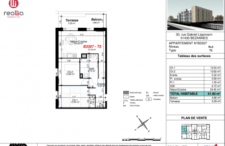 Annonce immobilière - location - Appartement - BEZANNES - 51